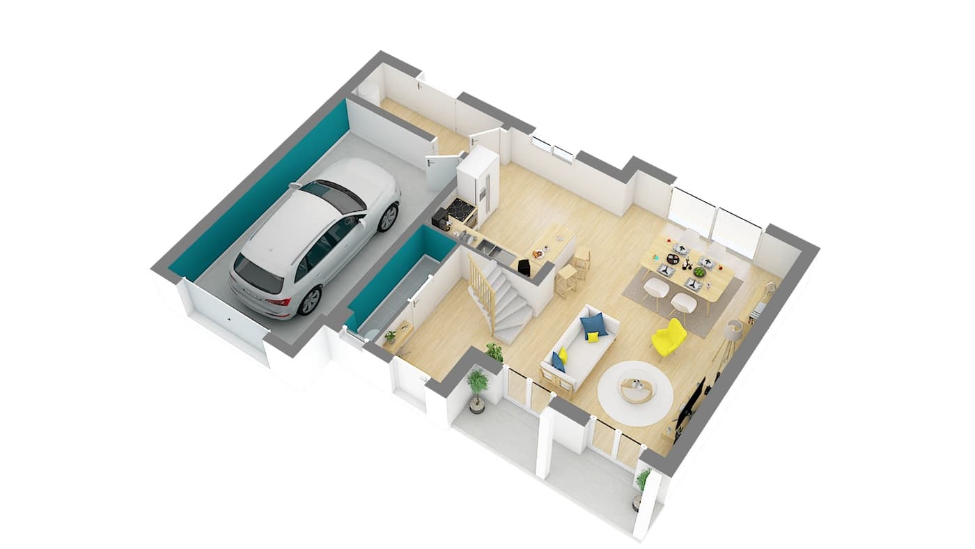 plan maison rectangle